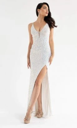 Primavera Couture - 3792 Sleeveless Sequin High Slit Dress 56 Primavera Couture - 3792 Sleeveless Sequin High Slit Dress