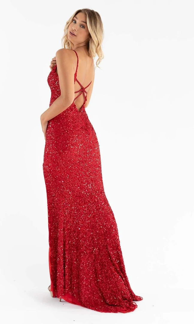 Primavera Couture - 3792 Sleeveless Sequin High Slit Dress 34 Primavera Couture - 3792 Sleeveless Sequin High Slit Dress