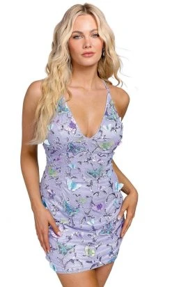 Primavera Couture 3801 - Butterfly Appliqued Cocktail Dress