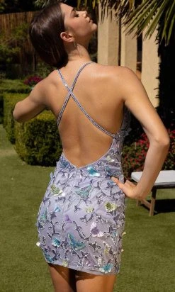 Primavera Couture 3801 - Butterfly Appliqued Cocktail Dress