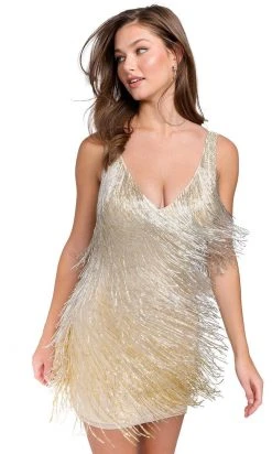 Primavera Couture 3803 - Beaded Fringes Sheath Cocktail Dress