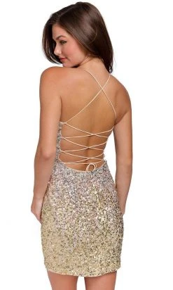 Primavera Couture 3833 - Lace-Up Back Cocktail Dress