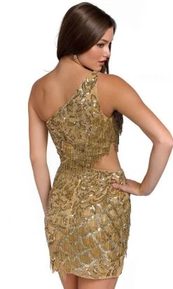 Primavera Couture 3836 - Asymmetric Neck Cutout Cocktail Dress