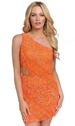 Primavera Couture 3836 - Asymmetric Neck Cutout Cocktail Dress