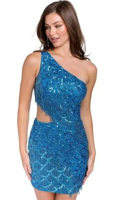 Primavera Couture 3836 - Asymmetric Neck Cutout Cocktail Dress