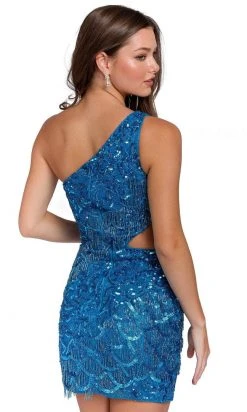 Primavera Couture 3836 - Asymmetric Neck Cutout Cocktail Dress