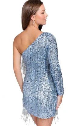 Primavera Couture 3858 - One Shoulder Fringes Cocktail Dress