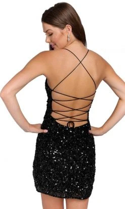 Primavera Couture 3891 - Deep V-Neck Side Slit Cocktail Dress