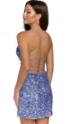 Primavera Couture 3891 - Deep V-Neck Side Slit Cocktail Dress