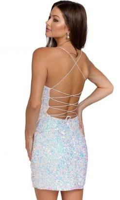 Primavera Couture 3891 - Deep V-Neck Side Slit Cocktail Dress