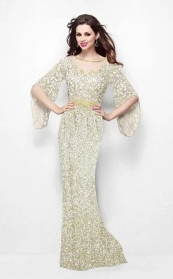 Primavera Couture - Stunning Two-Tone Sequin Embellished Long Gown With Batwing Sleeves 1424 18 Primavera Couture - Stunning Two-Tone Sequin Embellished Long Gown With Batwing Sleeves 1424