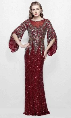 Primavera Couture - Stunning Two-Tone Sequin Embellished Long Gown With Batwing Sleeves 1424 19 Primavera Couture - Stunning Two-Tone Sequin Embellished Long Gown With Batwing Sleeves 1424