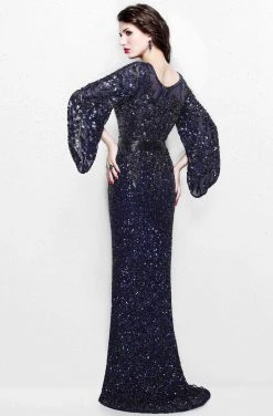 Primavera Couture - Stunning Two-Tone Sequin Embellished Long Gown With Batwing Sleeves 1424 15 Primavera Couture - Stunning Two-Tone Sequin Embellished Long Gown With Batwing Sleeves 1424