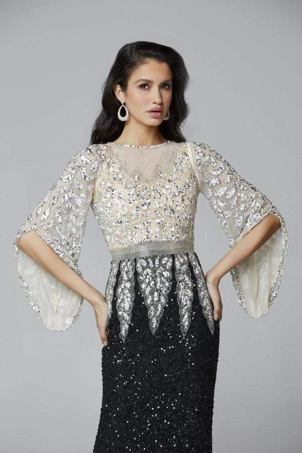 Primavera Couture - Stunning Two-Tone Sequin Embellished Long Gown With Batwing Sleeves 1424 12 Primavera Couture - Stunning Two-Tone Sequin Embellished Long Gown With Batwing Sleeves 1424