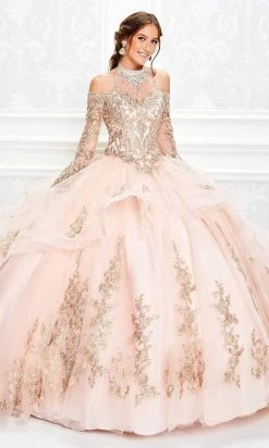 Princesa By Ariana Vara - PR11927 Beaded Appliqued High Halter Gown