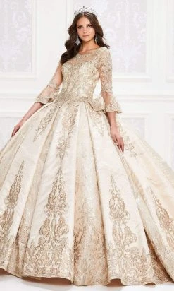 Princesa By Ariana Vara - PR12004 Embroidered Bell Sleeve Ball Gown