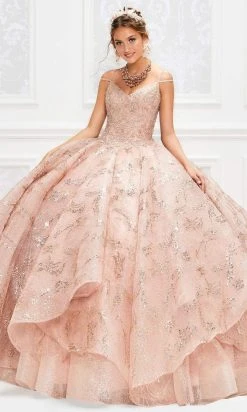 Princesa By Ariana Vara - PR12006 Corded Lace V-Neck Ball Gown