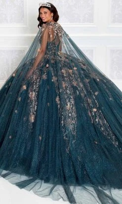Princesa By Ariana Vara PR12262 - 3D Florals And Cape Ball Gown