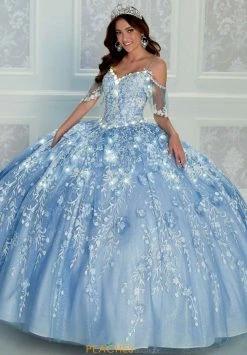Princesa By Ariana Vara PR12271 - Detachable Ruffle Sleeves Lighted Ball Gown