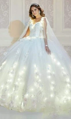 Princesa By Ariana Vara - PR22021 Embellished Appliqued Lighted Ballgown