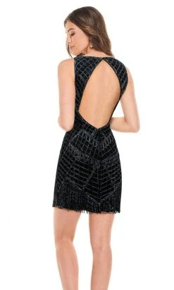 Rachel Allan - 30016 Beaded Scoop Cocktail Dress