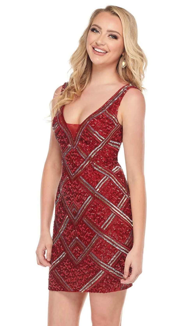 Rachel Allan - 30018 Sequined Plunging V Neck Dress 3 Rachel Allan - 30018 Sequined Plunging V Neck Dress