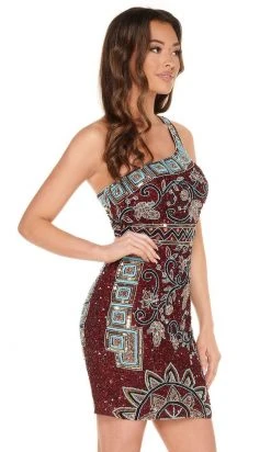 Rachel Allan - 40025 Fully Adorned One Shoulder Fitted Cocktail Dress