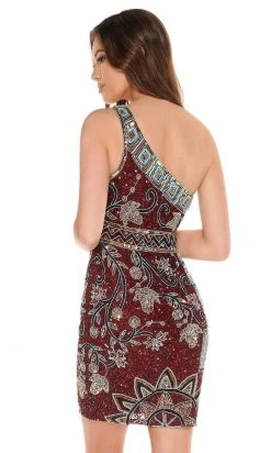 Rachel Allan - 40025 Fully Adorned One Shoulder Fitted Cocktail Dress
