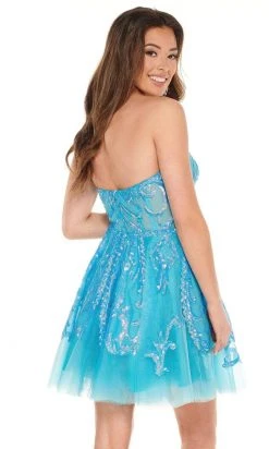 Rachel Allan - 40030 Strapless Scoop Neck Sequin Ornate Cocktail Dress