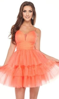 Rachel Allan - 40035 Sleeveless Fit And Flare Tulle Tiered Tulle Dress