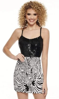 Rachel Allan - 40097 Animal Printed Sequined Dress