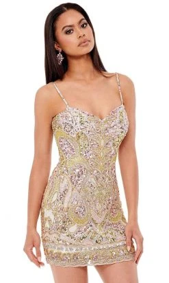 Rachel Allan - 40128 Strappy Back Multi Beaded Dress