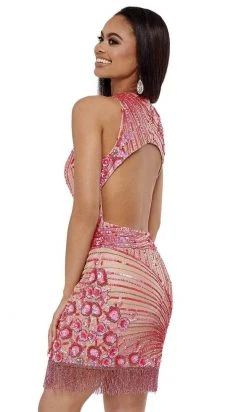 Rachel Allan - 40130 Sequined Keyhole Back Sheath Dress