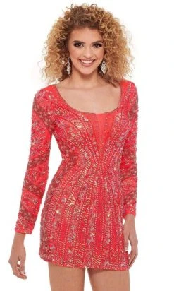 Rachel Allan - 40147 Long Sleeve Open Back Dress