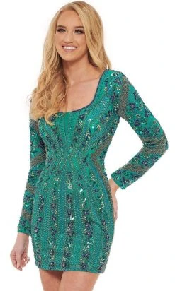 Rachel Allan - 40147 Long Sleeve Open Back Dress 8 Rachel Allan - 40147 Long Sleeve Open Back Dress