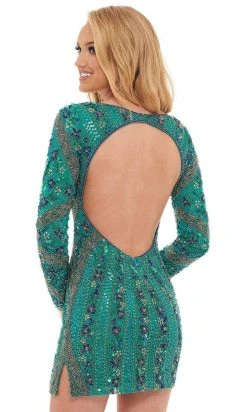 Rachel Allan - 40147 Long Sleeve Open Back Dress 9 Rachel Allan - 40147 Long Sleeve Open Back Dress