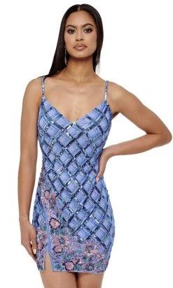 Rachel Allan - 40153 Sequin Lattice Sheath Dress
