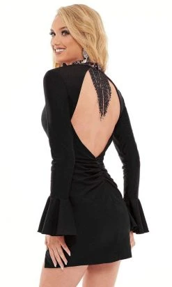 Rachel Allan - 40156 Beaded Long Sleeve Fitted Dress