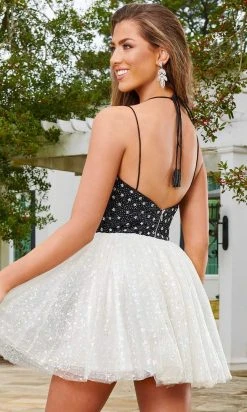Rachel Allan 40179 - Dual Strap Glitter A-Line Cocktail Dress