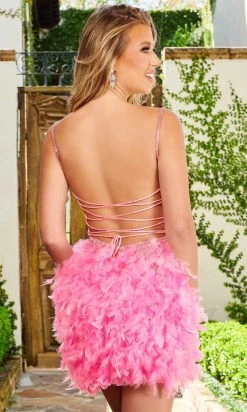 Rachel Allan 40186 - Feather Skirt Cocktail Dress
