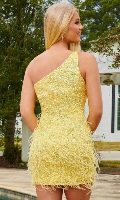 Rachel Allan 40203 - Sequin Feather Cocktail Dress