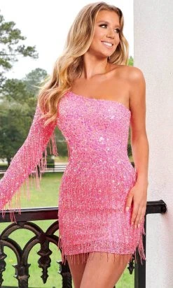 Rachel Allan 40219 - Fringed Cutout Cocktail Dress