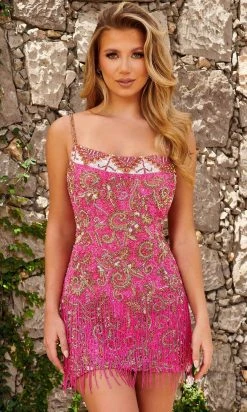 Rachel Allan 40230 - Sleeveless Beaded Fringe Cocktail Dress