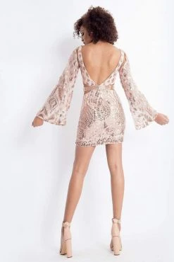 Rachel Allan - 4623 Illusion Angel Sleeve Sequined Cutout Dress Short Dresses 13 Rachel Allan - 4623 Illusion Angel Sleeve Sequined Cutout Dress Short Dresses