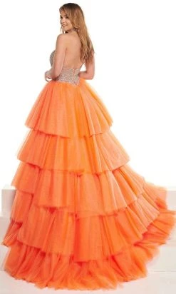 Rachel Allan - 50003 Beaded Pleated High Low Gown
