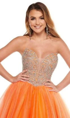 Rachel Allan - 50003 Beaded Pleated High Low Gown