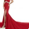 Rachel Allan - 50008 Plunging V Neck Jersey Trumpet Dress