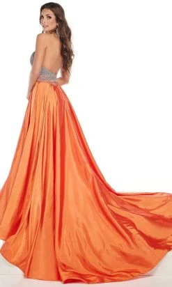 Rachel Allan - 50015 Beaded Halter A-Line Gown With Slit 12 Rachel Allan - 50015 Beaded Halter A-Line Gown With Slit