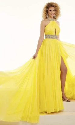 Rachel Allan - 50031 High Halter Ruched Chiffon Dress