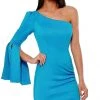 Rachel Allan - 50038 Asymmetric Crepe Mini Dress 2 Rachel Allan - 50038 Asymmetric Crepe Mini Dress